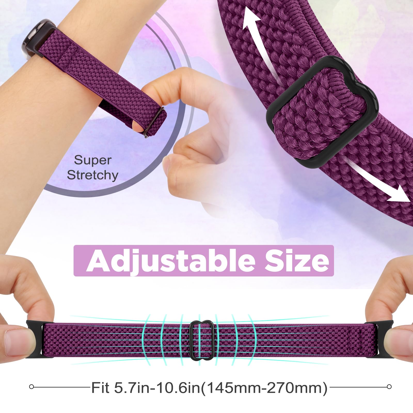 Runostrich Elastic Straps Compatible with Xiaomi Mi Band 8 Women Men, Stretchy Solo Loop Soft Nylon Elastic Band Replacement Wristband for Xiaomi Mi Band 8，2 PCS