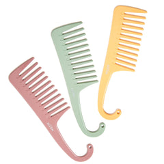 Shower Comb with Hanging - Detangler Wide Tooth Comb - Wide Tooth Hanging Comb Set of 3 - Large Wet Comb with Hook - 3 Colour Antistatic Detangling Hair Brush - Vibrant Matte Hair Brush For Women