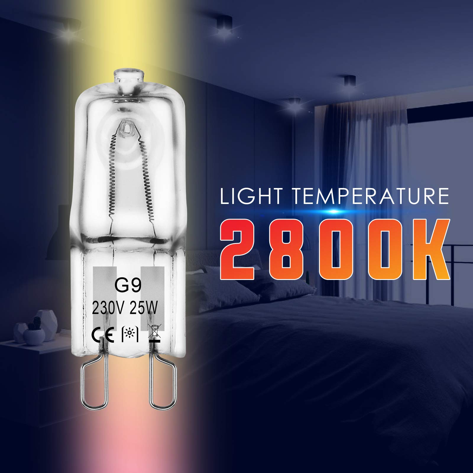 BROTOU G9 25W Halogen Bulbs, 230V 500LM 2800K Warm White Capsule Bulbs, Dimmable (12 Pack, 25, Watts)