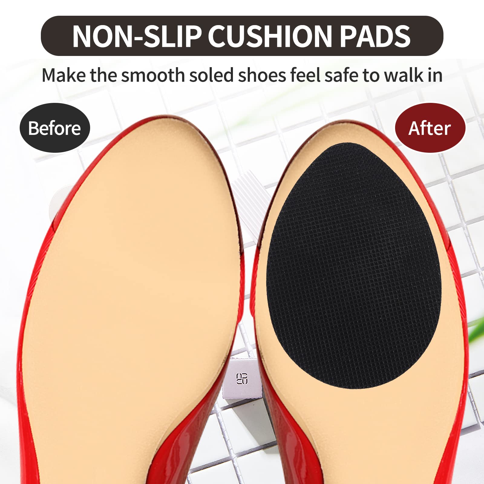 Gukasxi 12 pcs Non-Slip Shoe Pads for High Heels, Silicone Self-Adhesive Anti-Slip Shoe Grips for Bottom of Shoes, Shoe Grips Sole Stick Protector (Black)