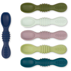 Simka Rose Silicone Baby Spoons - Self Feeding, 6 Months, First Stage Infant Spoons for Babies & Toddlers - Set of 6 BPA Free, Dishwasher, Microwave Safe Food Utensils - Cool