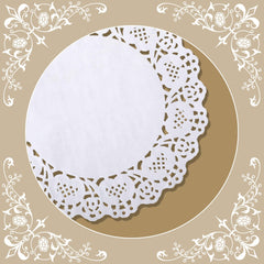 COMNICO 150 PCS White Lace Paper Doilies 4.5 inch Round Paper Doilies Disposable Paper Placemats Cake Packaging Pads for Wedding Tableware Food Decoration (4.5 inches)