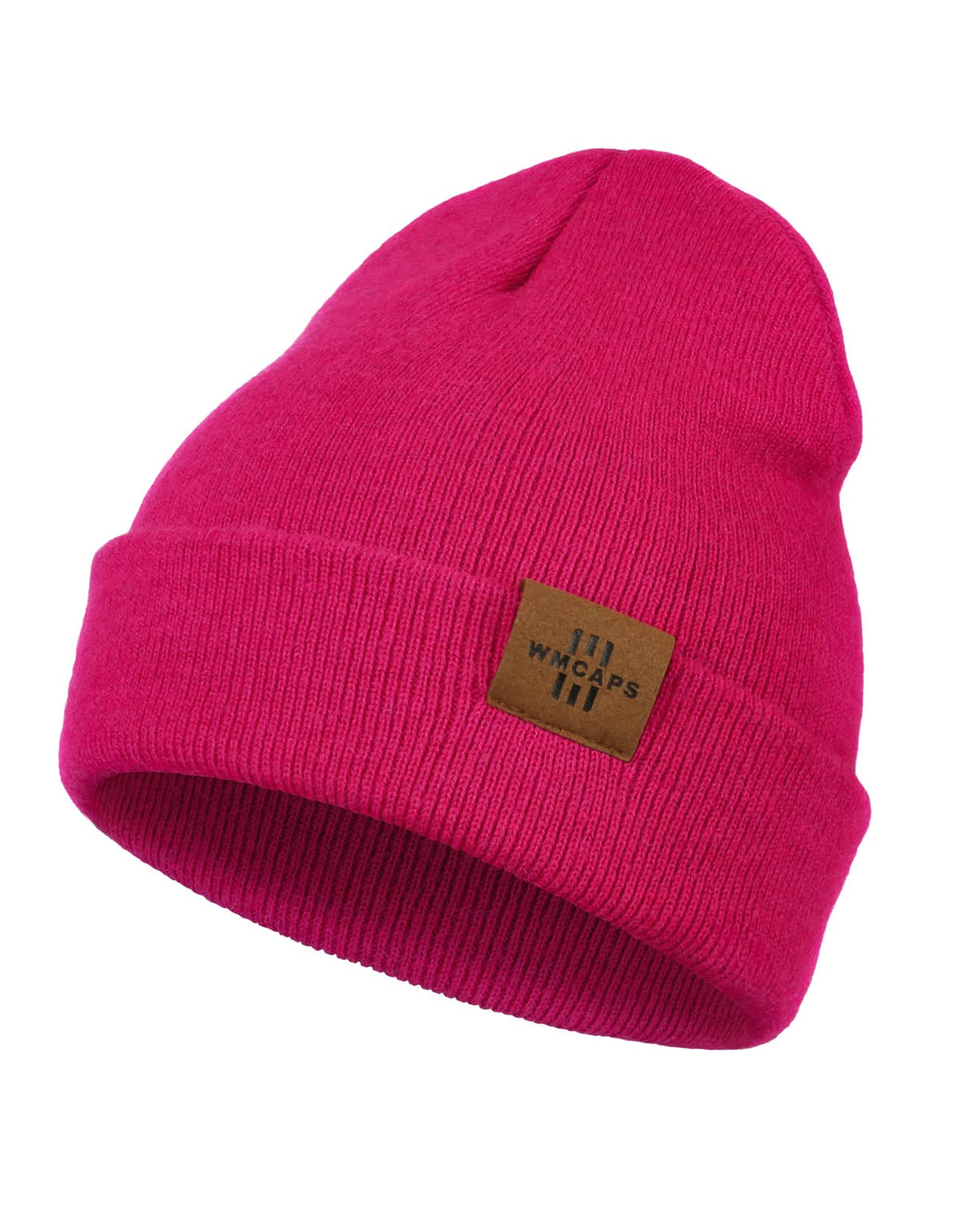 Beanie for Kid, Stretchy Childrens Thermal Insulated Wolly Hat with Turn Up for Boys and Girls, Double Layer for Winter Autumn (Rosy Red)