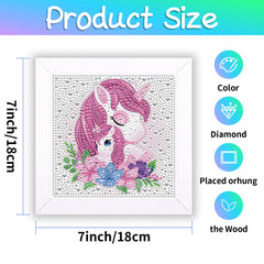 Daisen Art Unicorn Diamond Painting for Kids with Framed-Unicorn Diamond Painting Kits-Full Drill Diamond Art Kits for Kids Easy-Unicorn Gem Art for Children Age 6-8-10-12(7X7 in)