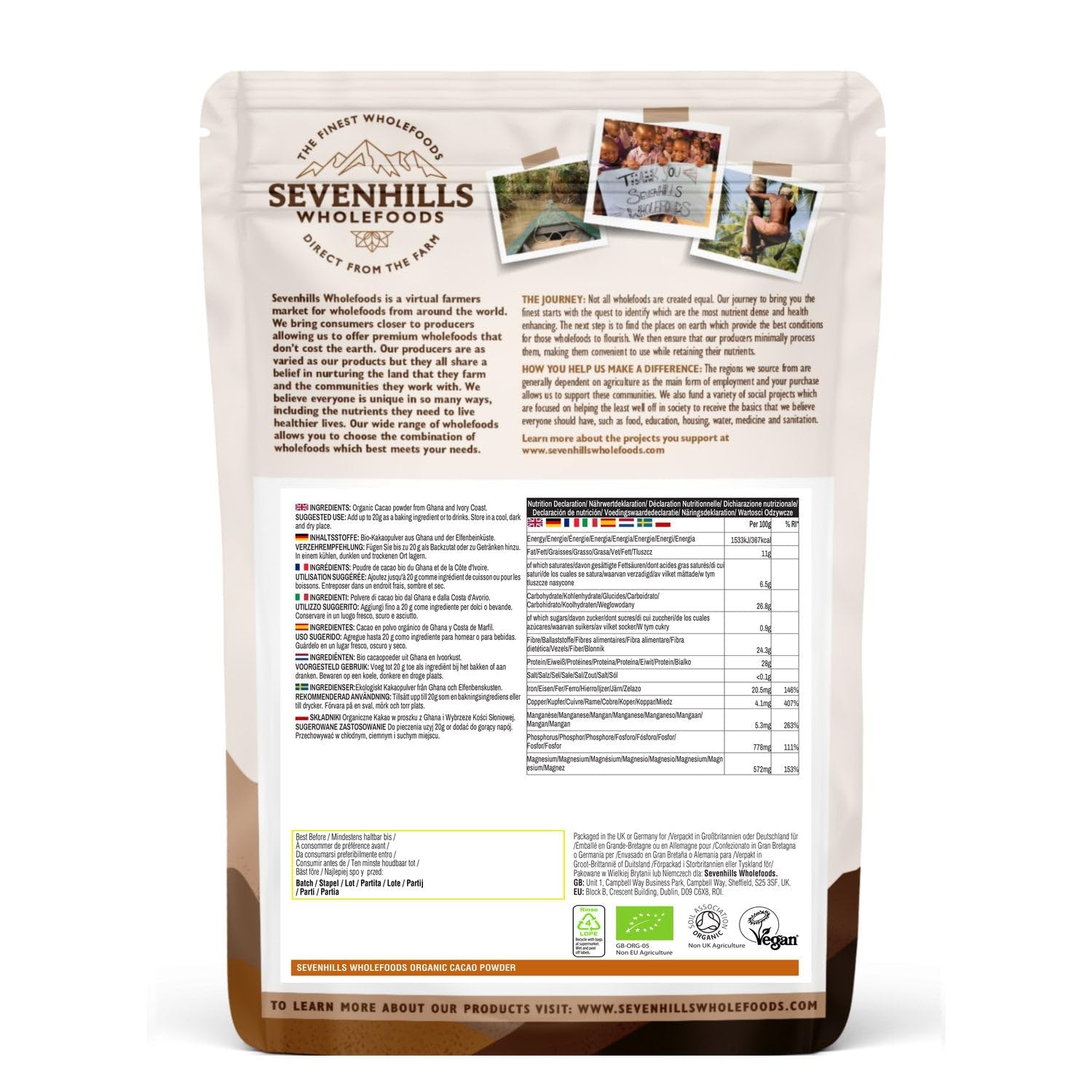 Sevenhills Wholefoods Organic Cacao Powder 1kg