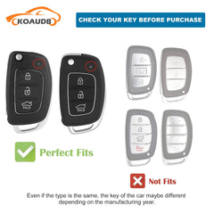 Koaudb Car Key Cover Cases Keychain Compatible with Hyundai i10 i20 i30 i40 ix20 ix30 ix35 ix45 ix55 Tucson Santa Fe Elantra Accent 3 Button Flip Folding Key Fob Case TPU (Hynd-3F)