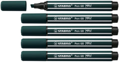 Premium Fibre-Tip Pen with Chisel Tip - STABILO Pen 68 MAX - Pack of 5 - Earth Green