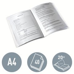 Leitz A4 Display Book, 20 Pockets, 40 Sheet Capacity, Transparent Pockets, Purple, WOW Range, 46310062