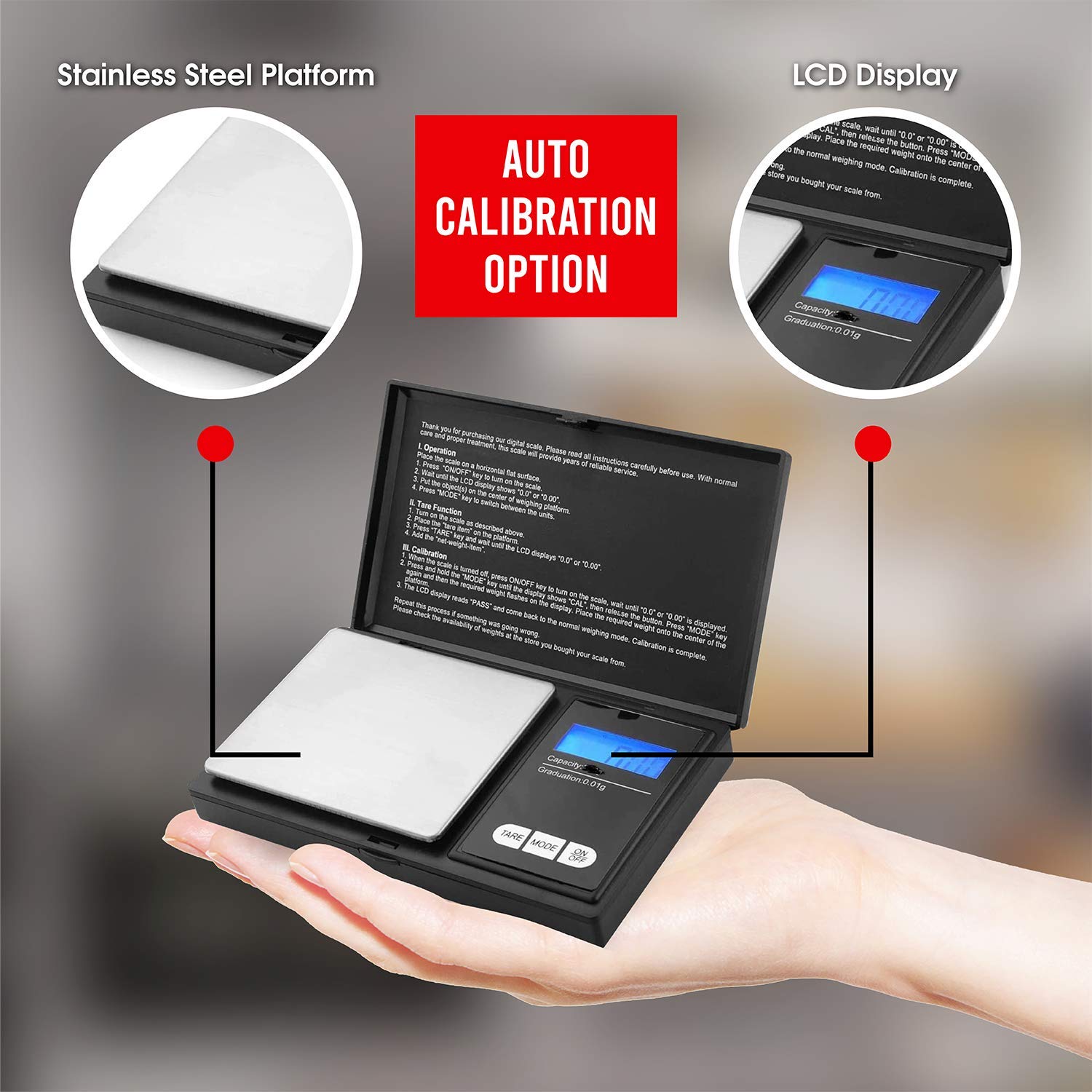 Digital Scales, Kitchen Scales Digital, Pocket Scales, 0.01g x 500g, Food Scale LCD Display, Jewellery Scales Weighing Scales Kitchen by New Horrizon