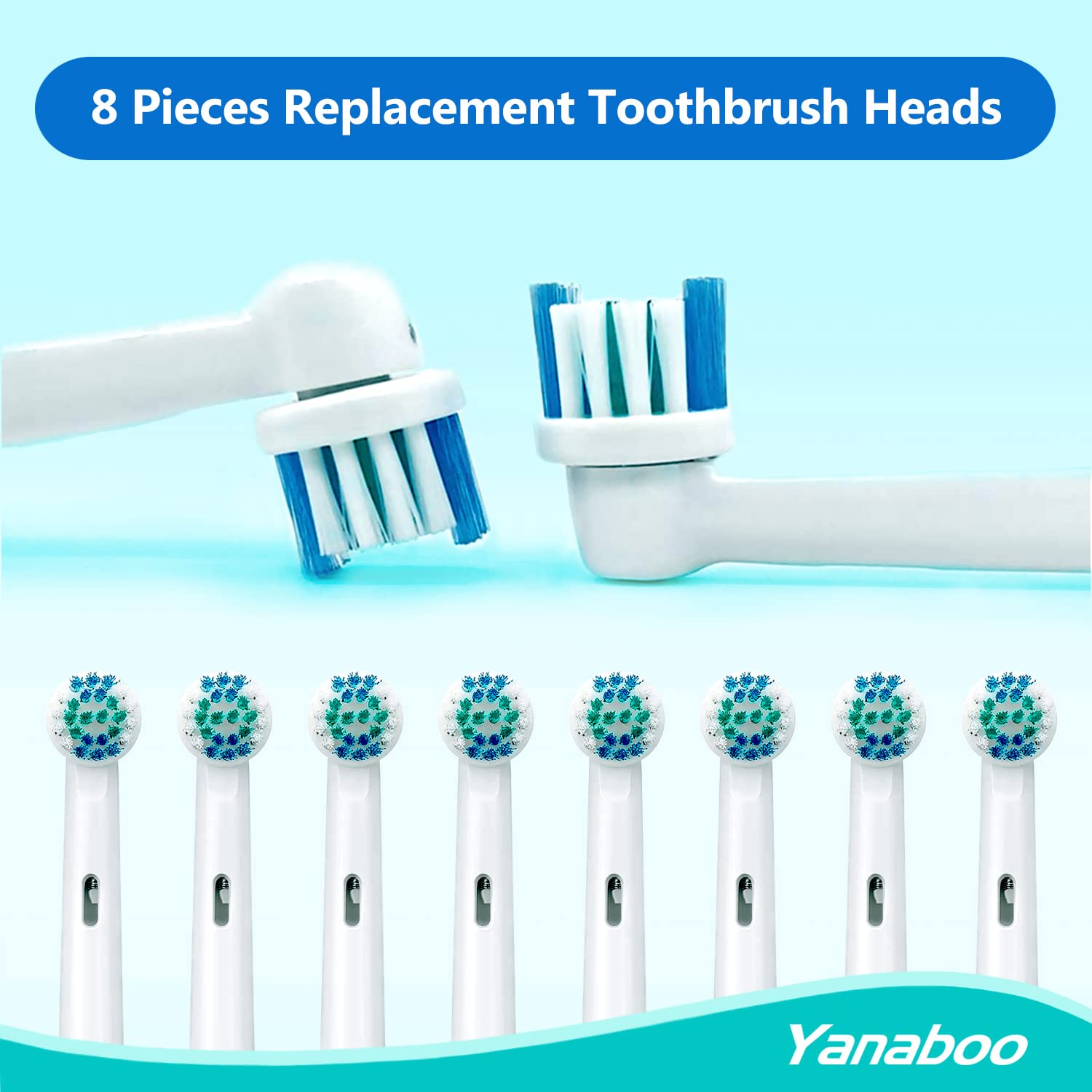 Yanaboo Toothbrush Heads Compatible with Braun Oral B Electric Toothbrushes, Precision Clean Replacement Brush Head Fit Professional Care and More Vitality Pro Smart Genius Series (Pack of 8)