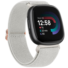 AK Compatible with Fitbit Versa 4 Strap/Fitbit Versa 3 Straps/Fitbit Sense Strap/Sense 2 Strap for Women Men, Soft Elastic Nylon Sport Replacement for Fitbit Versa 4/Versa 3/Sense 2(Starlight)