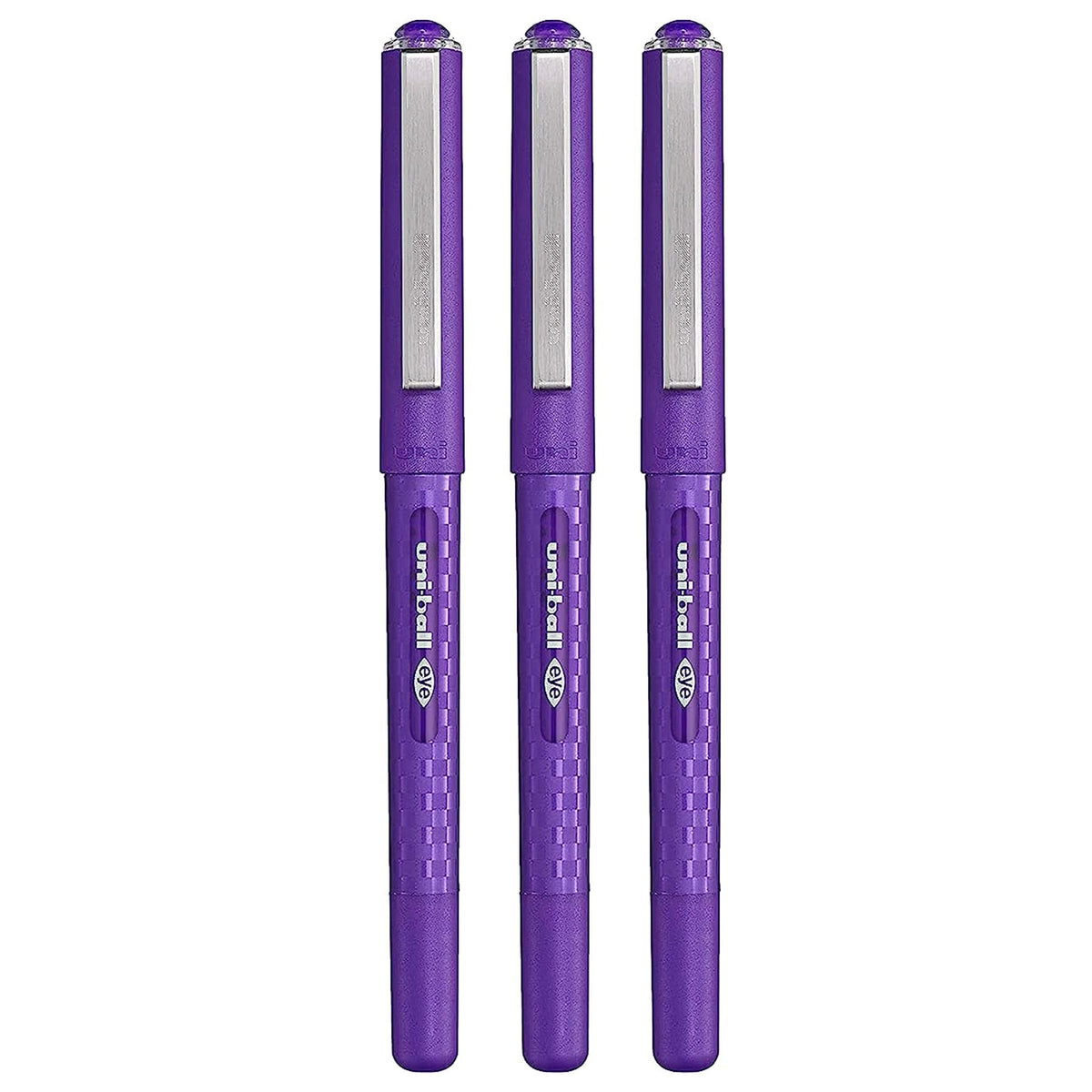 Uni Ball Eye Purple Case Rollerball Pen, 0.7 mm Fine Tip, Line Width 0.5 mm, for Quick Dry Series Ink Pigment UB-157D (3 Pack)