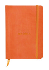 RHODIA 117314C - Tangerine Soft Notebook - A6 - Lined - 144 pages - Ivory Clairefontaine Paper 90 g/m - Bookmark, Elastic Closure - Faux Leather Cover - Rhodiarama Collection