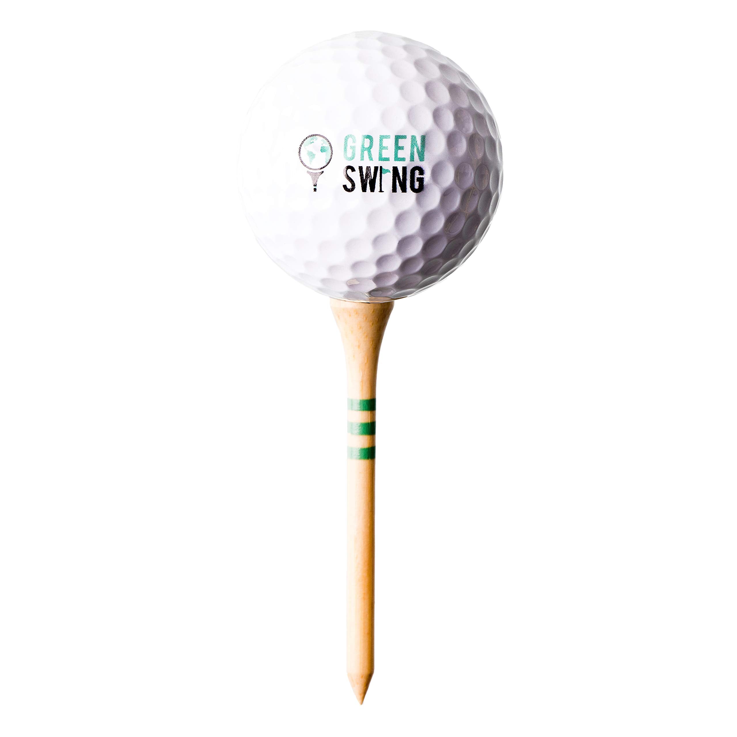 Green Swing Bamboo Golf Tees 70mm   Strong Sustainable Biodegradable   30pcs (Natural Bamboo)