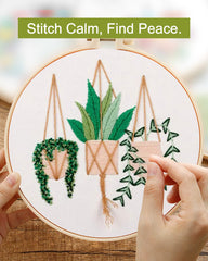 Jecanori Embroidery Starter Kit, 3 Pack Cross Stitch Kit with Floral or Plant Pattern and Instructions, Full Range of Embroidery Kits, Embroidery Hoops, Color Threads and Tool