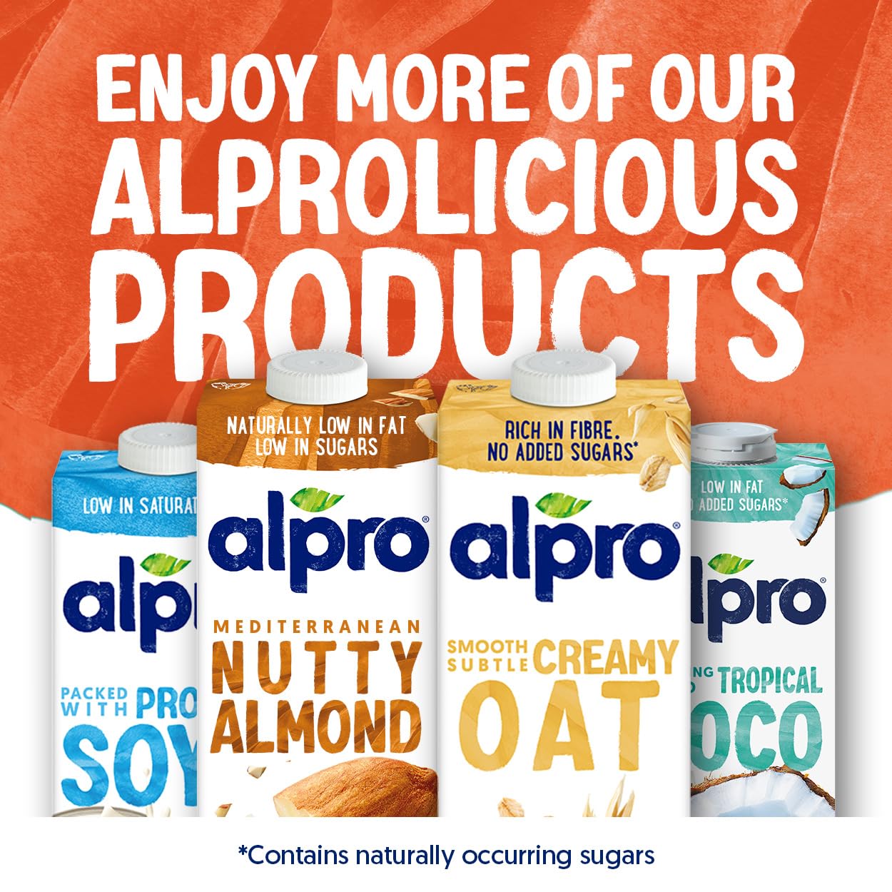 Alpro Almond No Sugars Plant-Based Long Life Drink, Vegan & Dairy Free, 1L (Pack of 8)