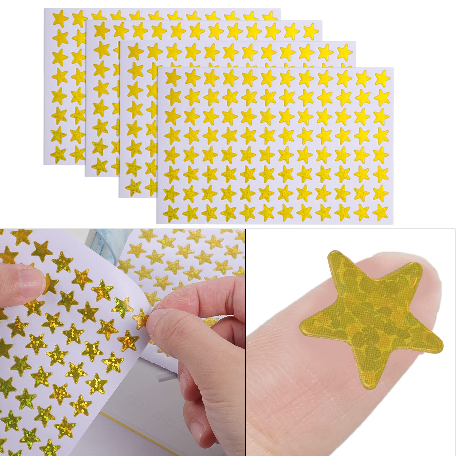 1920 Pcs 20 Sheets Gold Star Stickers, 1cm Self-adhesive Gold Stars, Reward Chart Stickers Mini Teacher Reward Stickers for Children Teachers Reward Chart Scrapbooking