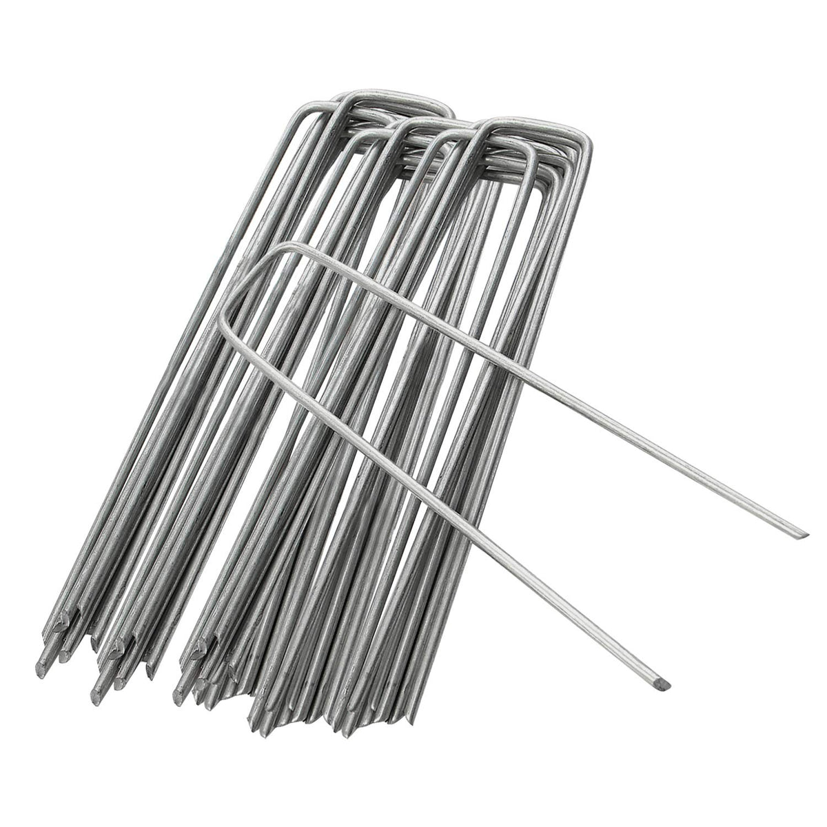 ANSIO Garden Pegs Stakes Staples Securing Lawn U Shaped Nail Pins Ideal for Weed Control Membrane/Fabric/Artifical Grass/Matting/Netting Galvanised Ground Pegs 150mm/6 Inch (20 Pack-6 inches)