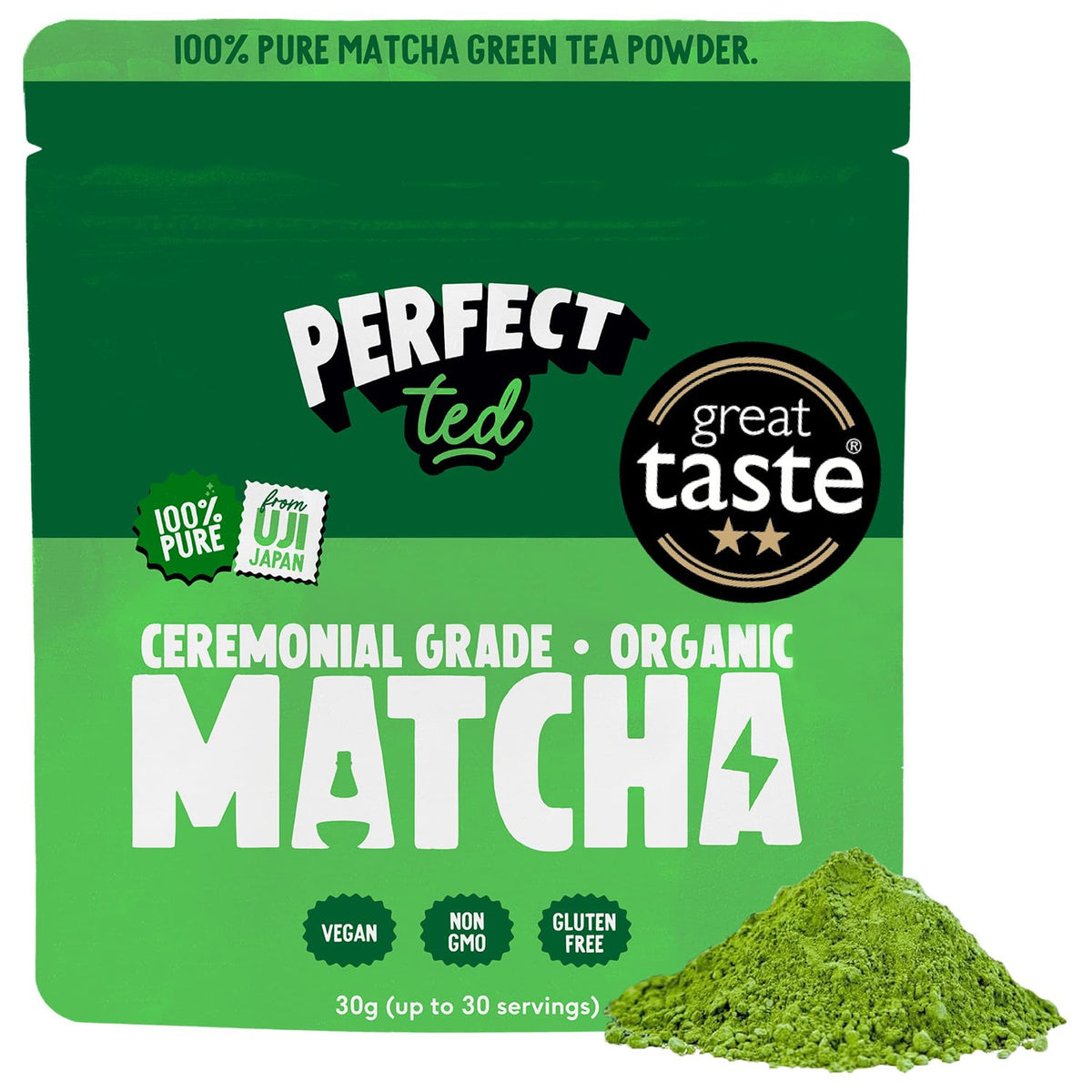 Perfect Ted Organic Matcha Powder   30g   Ceremonial Grade   Single-Origin Uji, Japan   Organic Matcha Latte Powder