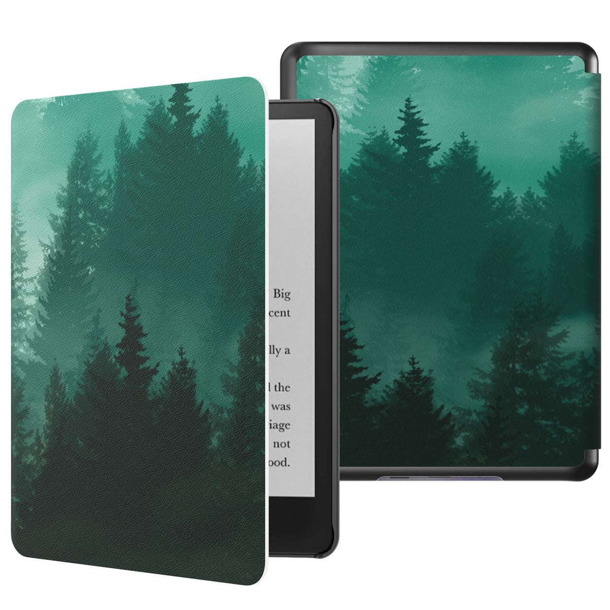 MoKo Case for 6.8 inches Kindle Paperwhite (11th Generation-2021) and Kindle Paperwhite Signature Edition, Light Shell Cover with Auto Wake/Sleep for Kindle Paperwhite 2021 E-Reader, Green Forest