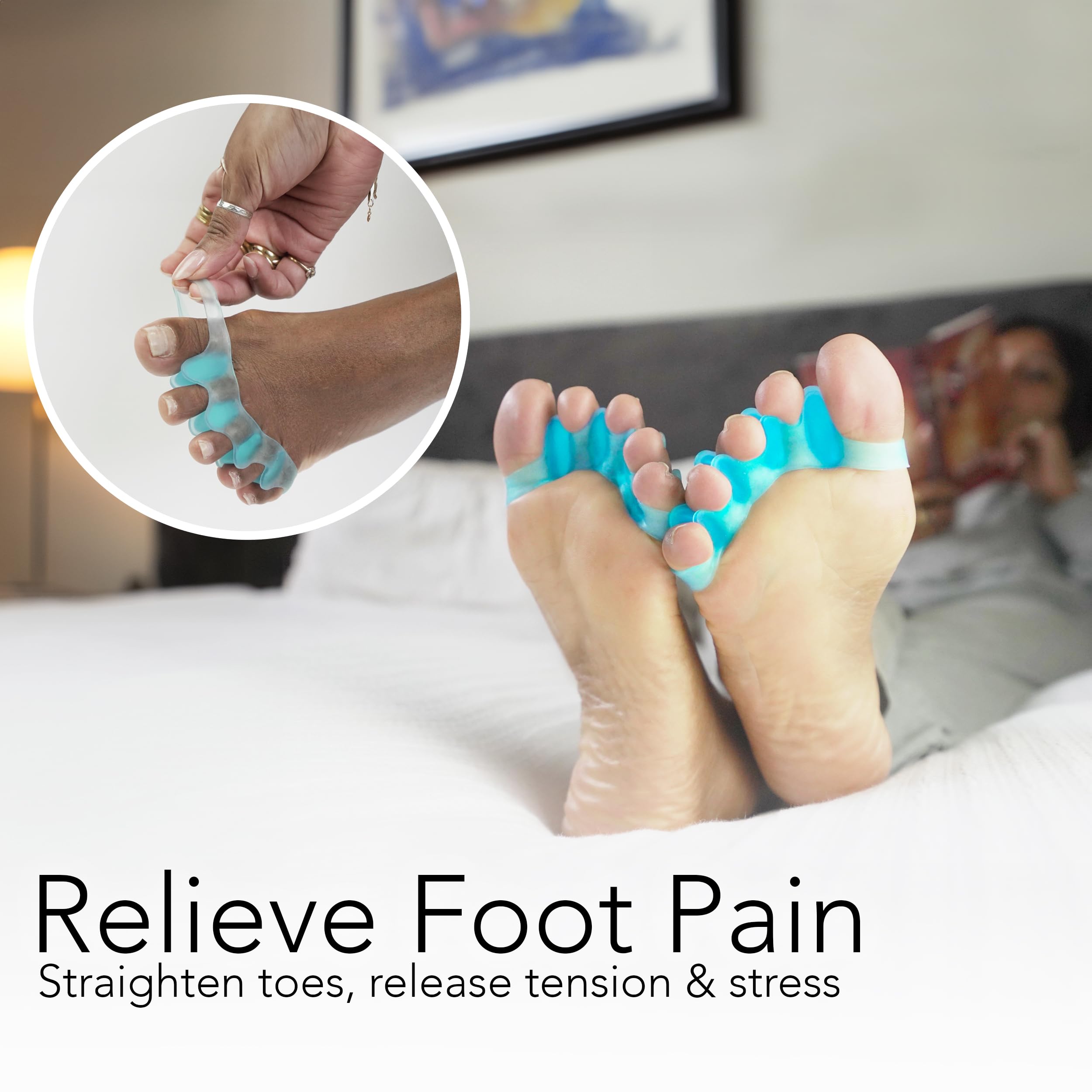 Toe Separators (2 Pairs Blue) - Correct Your Toes with Toe Spacers, Help Relieve Foot Pain, Hammertoe, Bunions by unel