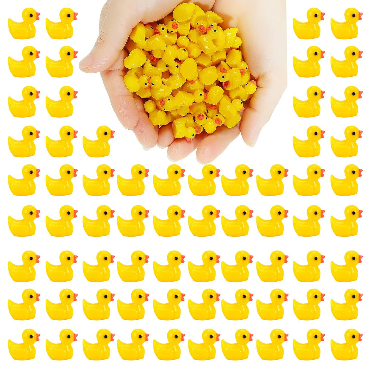 100PCS Mini Resin Ducks, Realistic Shape Tiny Ducks Cute Miniature Toy Baby Bath Time Toys Mini Rubber Ducks Ornaments for Aquariums, Dollhouses, Potted Plants, Garden Landscapes Decoration