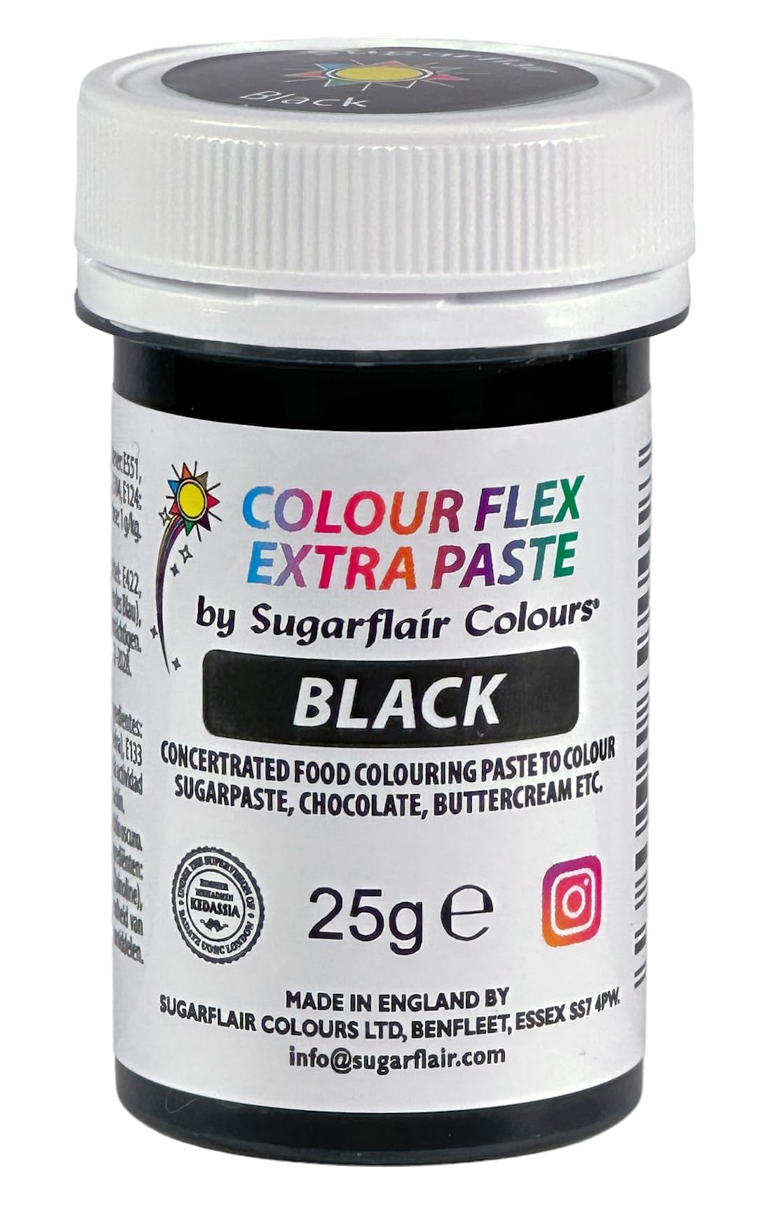 Colour Flex Black Extra Concentrated Food Colouring Paste, Vibrant Edible Colour For Buttercream, Chocolate, Sugarpaste, Icing, Fondant, Royal Icing, Cake Mix and More - 25g