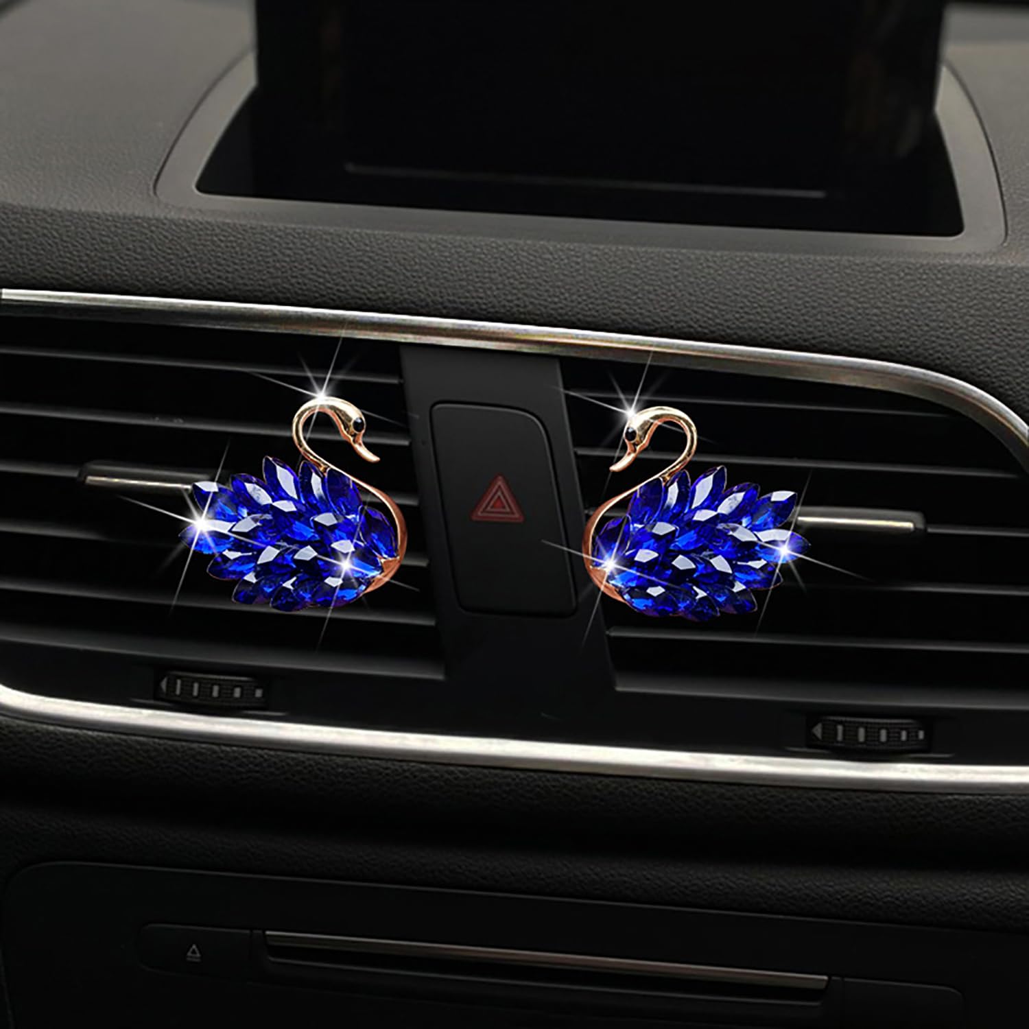 JINYISI 2Pcs Car Vent Clips,Little Swan Car Air Fresheners Vent Clip,Rhinestones Car Vent Air Freshener,Bling Car Air Freshener,For Women Auto Interior Decor(Blue)