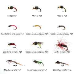 Bassdash Fly Fishing Lures Kit with Box Nymph Beadhead Wet Fishing Dry Flies for Trout Bass Salmon