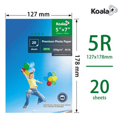 KOALA Inkjet Satin/Oyster Photo Paper 7x5 inch 18x13 cm 250gsm 20 Sheets with Premium Satin Advanced Resin Coated for Canon Hp Epson Inkjet Printer