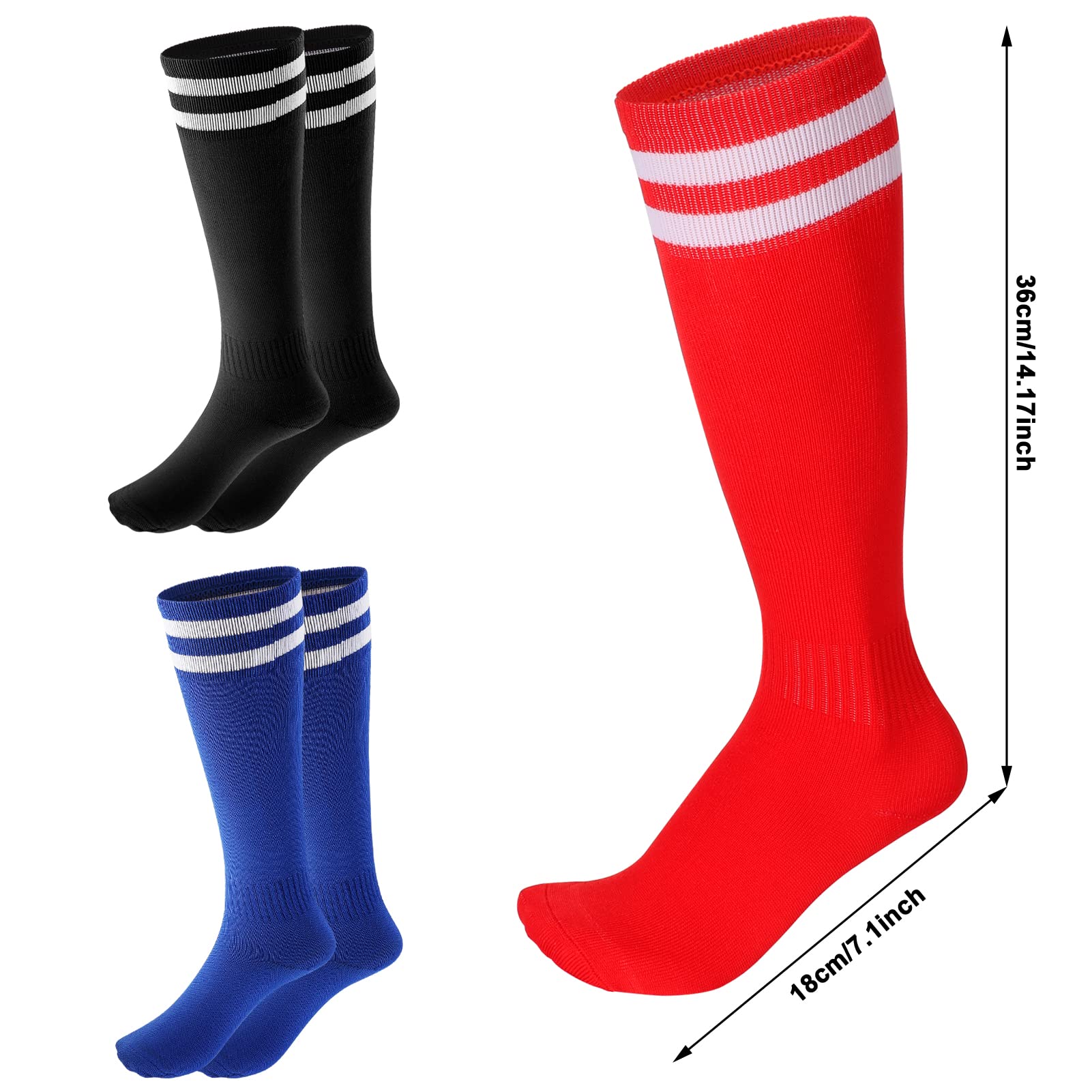 Fanshiontide 3 Pairs Kids Football Socks, 3 Colors Childrens Football Socks Kids Long Breathable Soccer Socks for Daily Running Training Socks for Kids Boys Aged 5-12