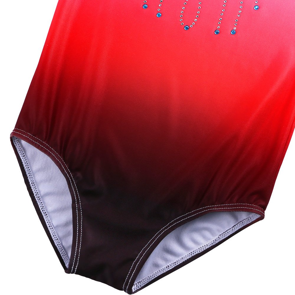 ZNYUNE Girls Gymnastics Sparkle Gradient Color Leotards for kids 3-14 Years 180 Red 12A