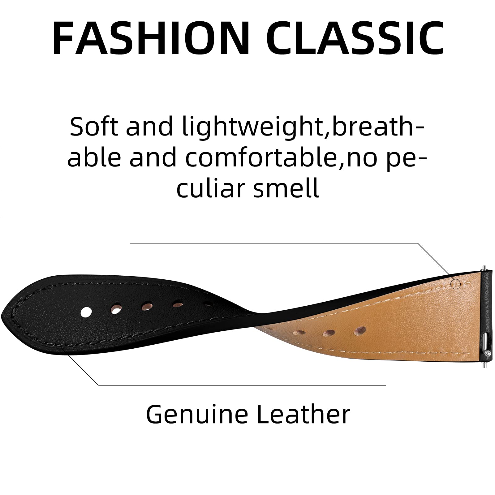 CeMiKa Leather Strap Compatible with Fitbit Versa Strap/Fitbit Versa 2 Strap, Classic Replacement Leather Straps Compatible with Fitbit Versa/Versa 2/Versa Lite Strap, Black/Rose Gold