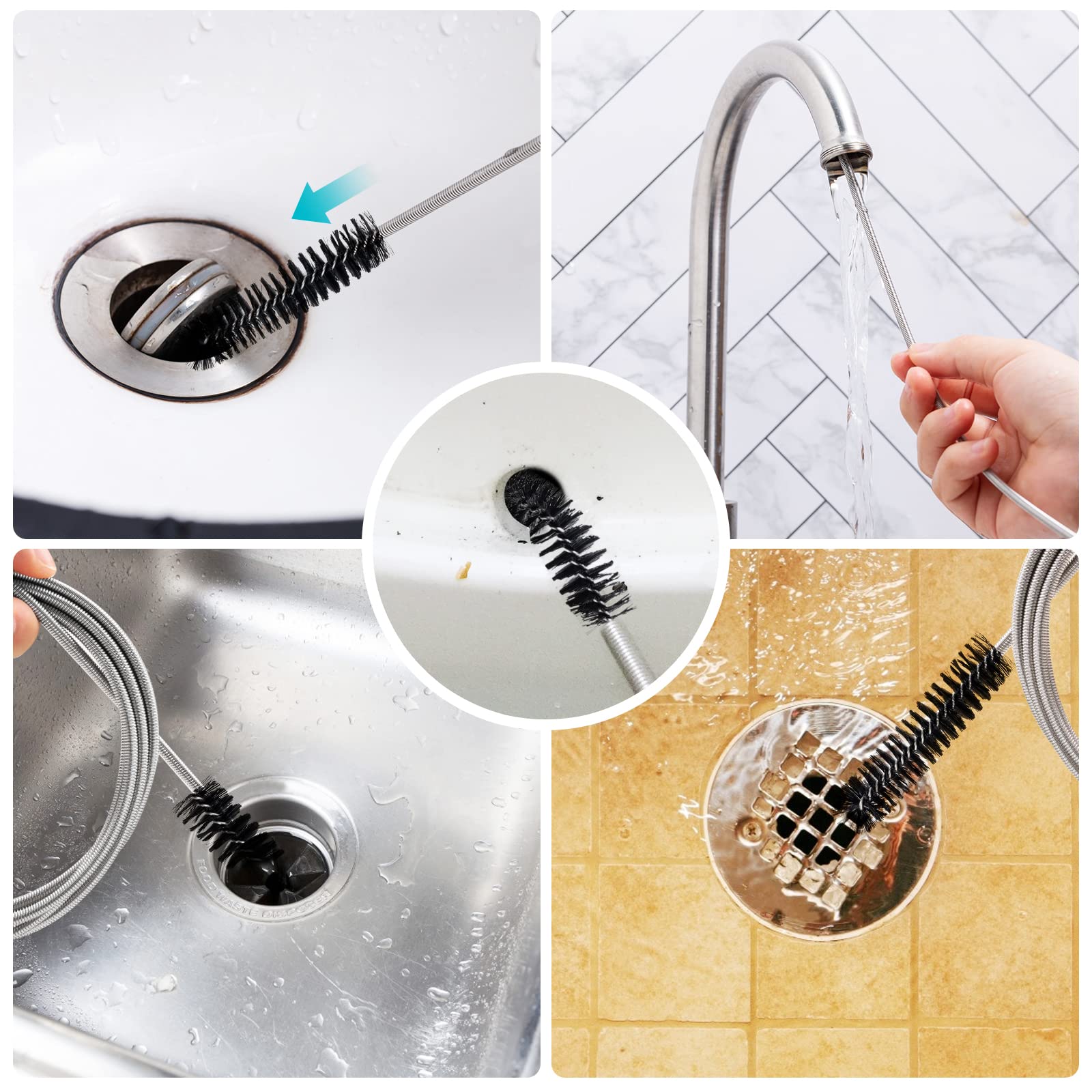 Flexible Feeding Tube Cleaning Brush Slim Drain Hole Cleaning Tool Hose Pipe Cleaning Brush Black Color