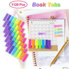 Qufiiry 1120 Pcs Sticky Tabs, Index Tabs, Book Tabs with 7 Color, Writable and Repositionable Page Markers Labels, File Tabs Flags for Reading Notes, Notebook, Books, Classify Files