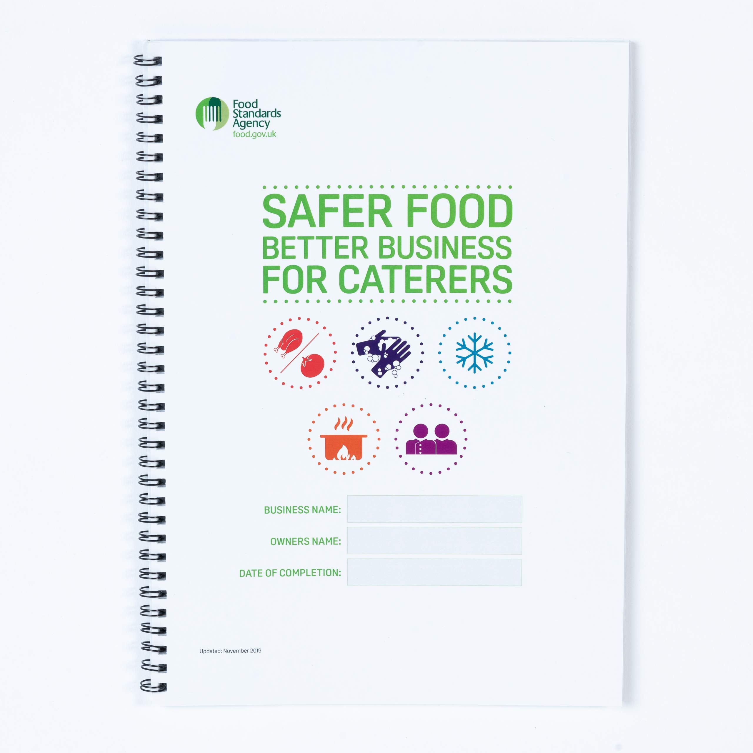 Food Safety Book 2024, for Caterers Restaurants and Takeaways with 13 Month Diary, 2 x Laminated Allergen Posters (A4) and 2 x Allergen Content Sheets - Safer Food Better Business