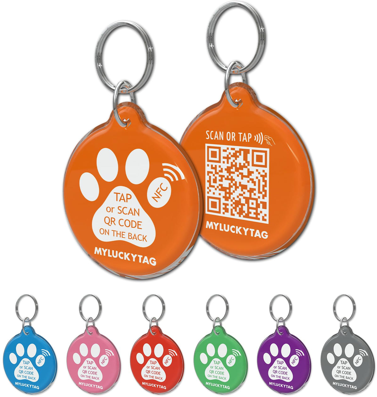 MYLUCKYTAG NFC & QR Code Smart Pet ID Tag Personalized Dog Cat Tag, Online Pet Profile, Pet Location Alert Email, Digital Pet Tag, Quiet Pet Tag, Durable Pet ID, Engraved Pet Tag