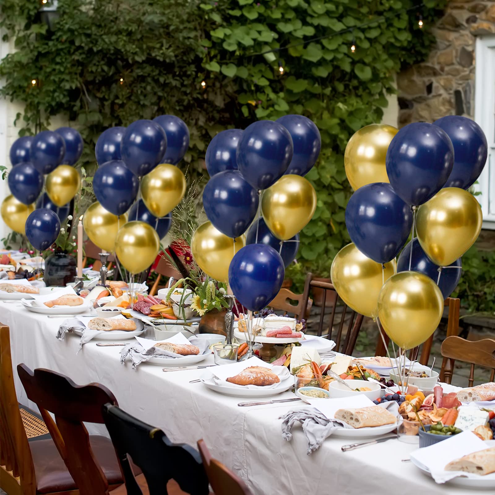 Navy Blue and Gold Balloons, 30pcs 12 Inch Balloons Metallic in Navy Blue and Gold Thick Chrome Metallic Inflatable Balloons for Birthday Wedding Baby Shower Festival Carnival Party Decorations
