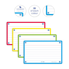 Oxford Flash Cards, Revision Cards, Assorted Colours, Ruled, 7.5 x 12.5 cm