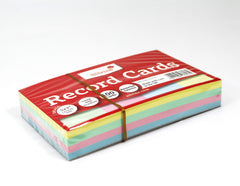 Silvine 5x3 inches Multi-Coloured Record Cards - Lined with Headline, 100 Cards per Pack. Ref 553AC (127 x 76mm) (Pack of 2)