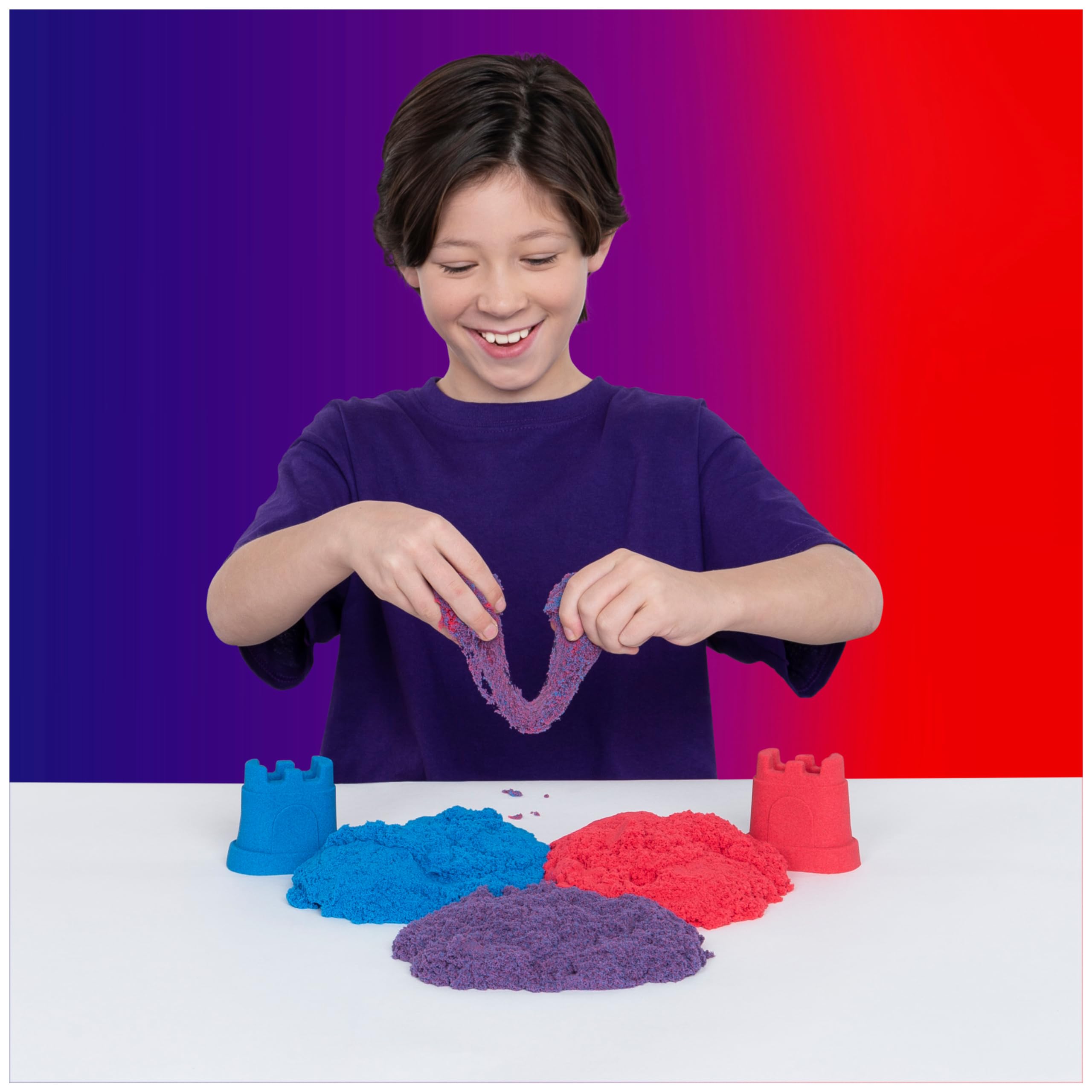 Kinetic Sand, Rainbow Mix Set with 3 Colours of Kinetic Sand (382g) and 6 Tools, for Kids Aged 3 and Up