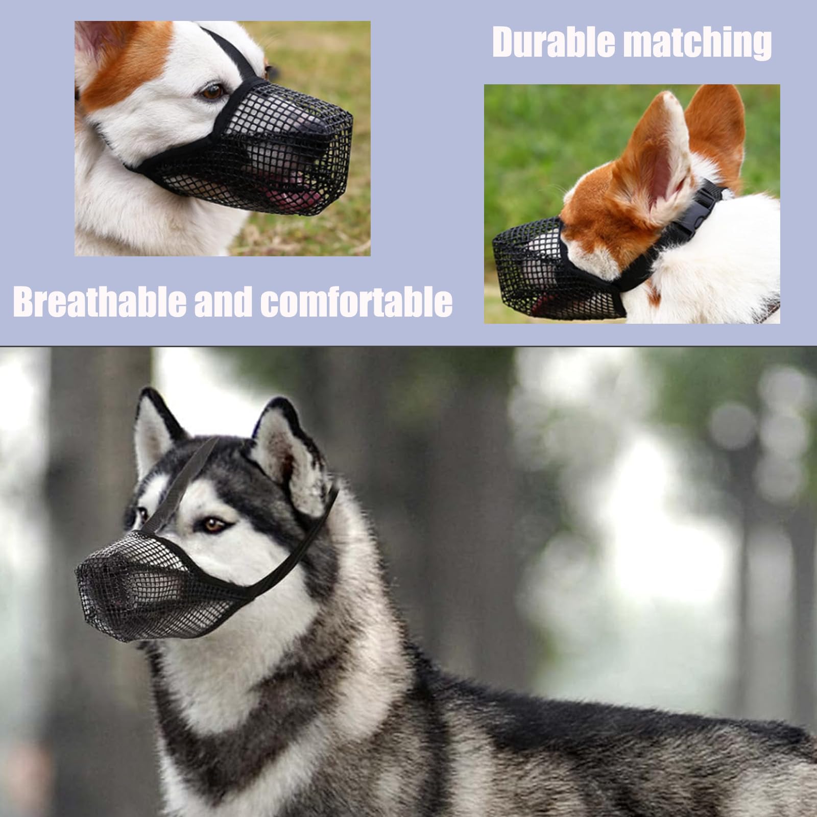 Muzzle for Large Dogs Dog Guard Soft Mesh Muzzle Breathable Dog Muzzles Dog Mask Muzzle for Large Dog with Velcro Straps Mouth Cover for Anti-Biting Anti-Barking Licking for Small Medium Large Dogs