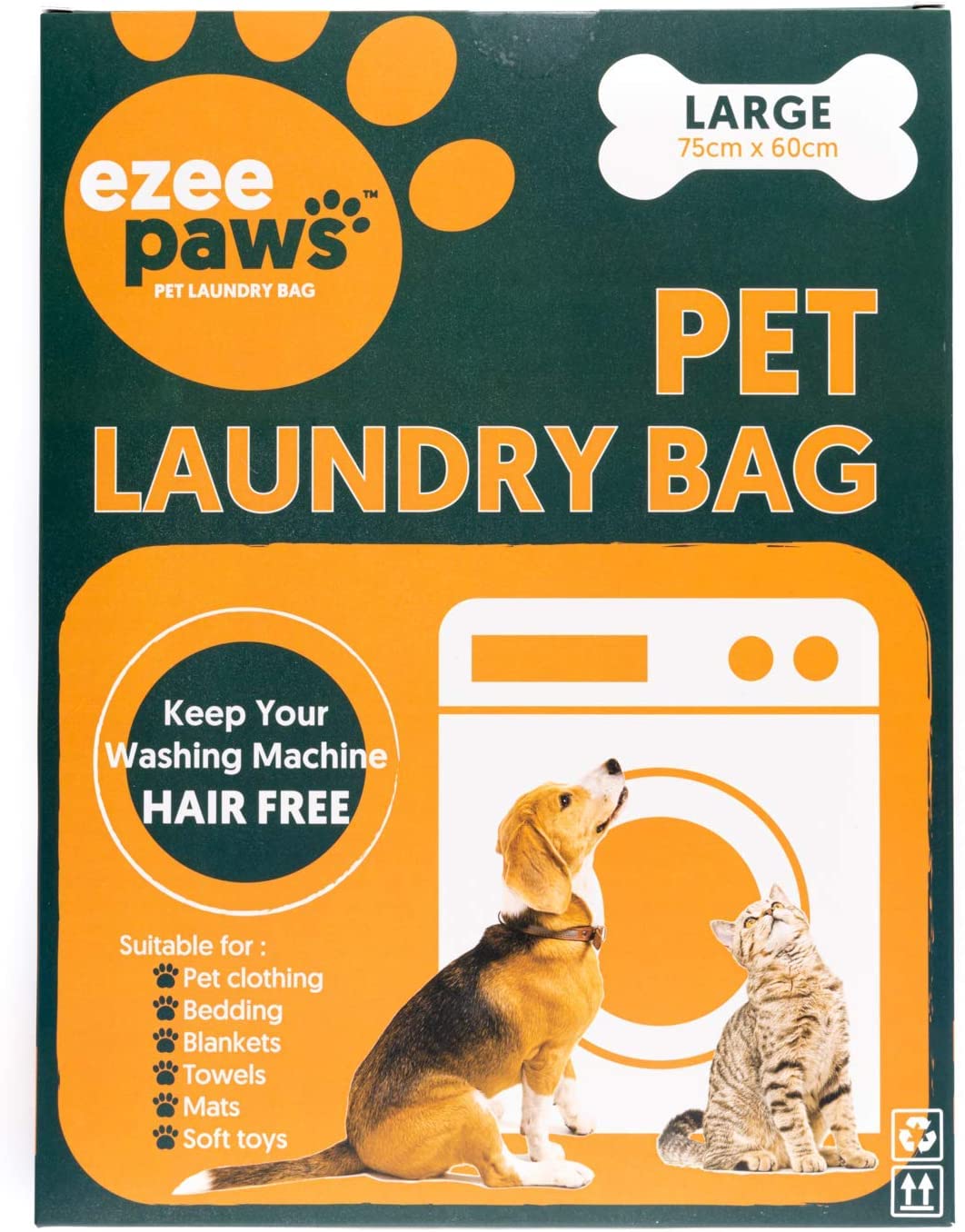 Ezee Paws Pet Laundry Bag for Washing Machine - 75cm x 60cm Large Washing Bag for Laundry - Pet Hair Catcher Wash Bag with Zipper and Hanging Loop