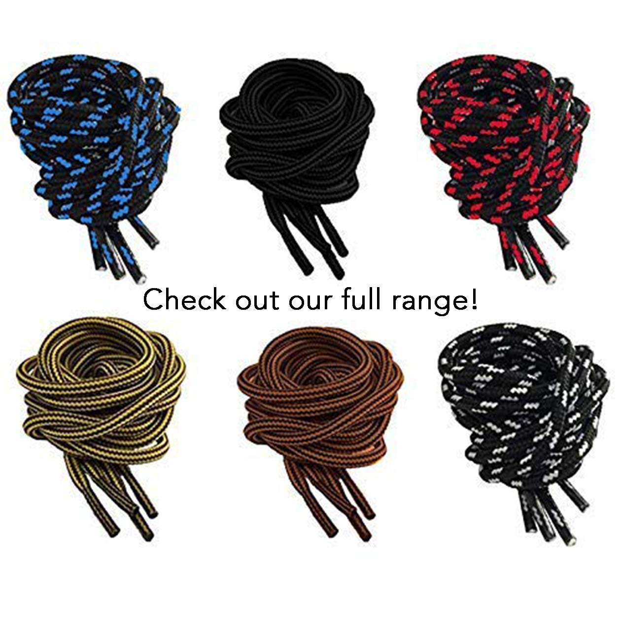 Brown Strong Shoelaces 120cm / 47” long Round Heavy Duty Hard Wearing Durable Boot Laces Shoelaces for work boots, Steel Toe Cap Boots, Walking Boots, Hiking Boots,