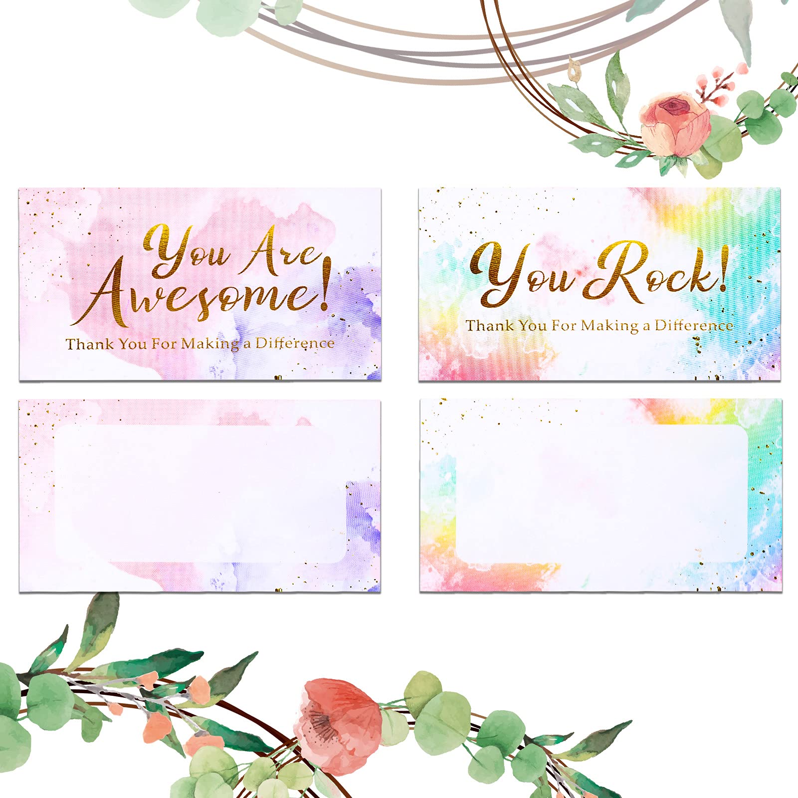 100 Pcs Appreciation Cards You Are Awesome Cards Positive Affirmations Cards Personalised Paper Nurse Appreciation Gifts Watercolor Thank You Postcards for Employee Doctor Teacher Baby Shower Wedding