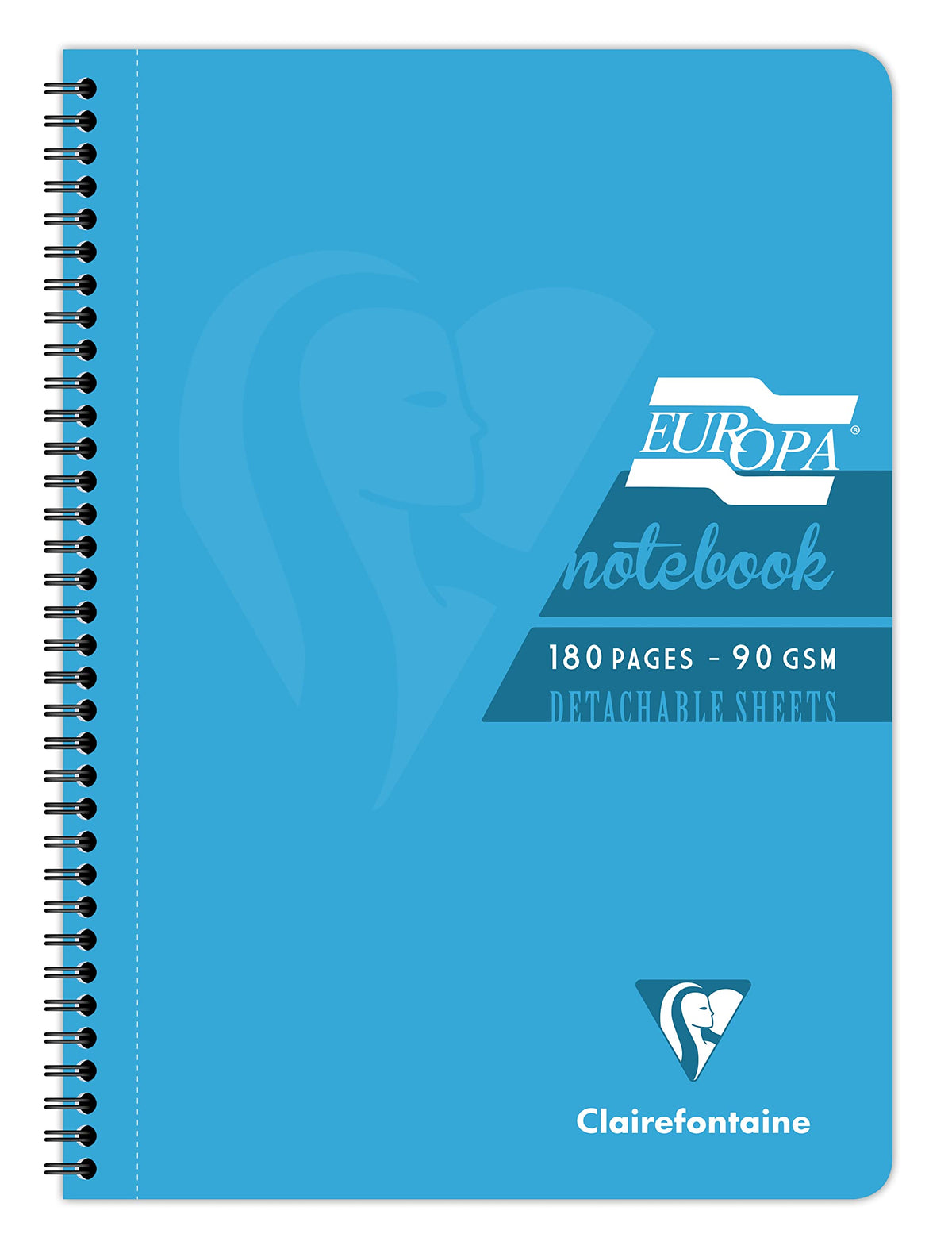 Clairefontaine Europa - Ref 5802Z Wirebound Notebooks, Hardwearing Bright and Glossy Covers, 180 Lined Sheets, A4 size and Micro-Perforated Pages, Turquoise Cover