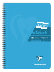 Clairefontaine Europa - Ref 5802Z Wirebound Notebooks, Hardwearing Bright and Glossy Covers, 180 Lined Sheets, A4 size and Micro-Perforated Pages, Turquoise Cover