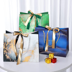 Gift Bags with Bow Ribbon, 2Pcs Medium Gift Bag-Birthday Gift Bag for Presents, Unique Birthday Party Kids Gift Bag