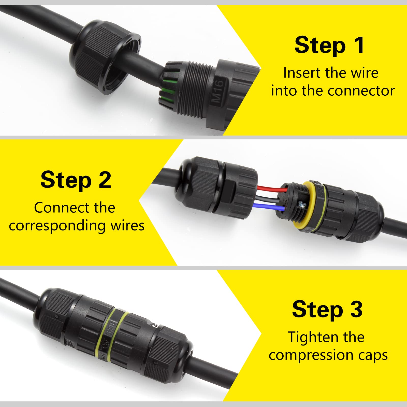 IP68 Waterproof Junction Box Outdoor Cable Connector, Extension Electrical Cable Protector for Cable Diameter Ø5mm-8mm (Pack of 2)