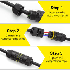 IP68 Waterproof Junction Box Outdoor Cable Connector, Extension Electrical Cable Protector for Cable Diameter Ø5mm-8mm (1 Pack)